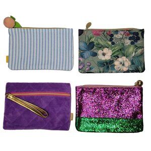 Ipsy cosmetic bag set of 4 NEW no makeup included purple, floral, glitter, flora